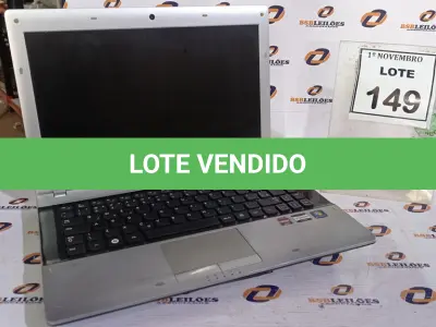 LOTE 149 - 01 NOTEBOOK MARCA SAMSUNG. (NO ESTADO) ATENÇÃO! FAZER A VISITAÇÃO ANTES DE ARREMATAR, NÃO SABEMOS SE FUNCIONA, LEILÃO NÃO TEM GARANTIA E NEM DEVOLUÇÃO, SUJEITO A POSSÍVEIS AVARIAS VISÍVEIS/OCULTAS E/OU AUSÊNCIA DE COMPONENTES.