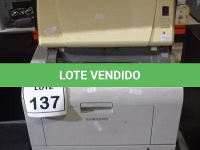 LOTE 137 - 02 IMPRESSORAS MARCAS SAMSUNG E HP E 01 SCANNER MARCA KODAK. (NO ESTADO) ATENÇÃO! FAZER A VISITAÇÃO ANTES DE ARREMATAR, NÃO SABEMOS SE FUNCIONA, LEILÃO NÃO TEM GARANTIA E NEM DEVOLUÇÃO, SUJEITO A POSSÍVEIS AVARIAS VISÍVEIS/OCULTAS E/OU AUSÊNCIA DE COMPONENTES.