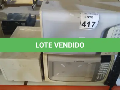 LOTE 417 - 03 MICRO-ONDAS MARCAS ELECTROLUX E BLUESKY. (NO ESTADO) ATENÇÃO! FAZER A VISITAÇÃO ANTES DE ARREMATAR, NÃO SABEMOS SE FUNCIONA, LEILÃO NÃO TEM GARANTIA E NEM DEVOLUÇÃO, SUJEITO A POSSÍVEIS AVARIAS VISÍVEIS/OCULTAS E/OU AUSÊNCIA DE COMPONENTES.