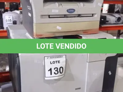 LOTE 130 - 02 IMPRESSORAS MARCAS HP E BROTHER. (NO ESTADO) ATENÇÃO! FAZER A VISITAÇÃO ANTES DE ARREMATAR, NÃO SABEMOS SE FUNCIONA, LEILÃO NÃO TEM GARANTIA E NEM DEVOLUÇÃO, SUJEITO A POSSÍVEIS AVARIAS VISÍVEIS/OCULTAS E/OU AUSÊNCIA DE COMPONENTES.