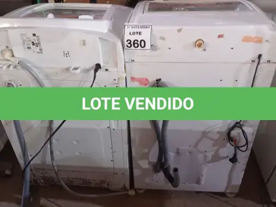 LOTE 360 - 02 MÁQUINAS DE LAVAR 220V MARCAS BRASTEMP E ELECTROLUX. (NO ESTADO) ATENÇÃO! FAZER A VISITAÇÃO ANTES DE ARREMATAR, NÃO SABEMOS SE FUNCIONA, LEILÃO NÃO TEM GARANTIA E NEM DEVOLUÇÃO, SUJEITO A POSSÍVEIS AVARIAS VISÍVEIS/OCULTAS E/OU AUSÊNCIA DE COMPONENTES.