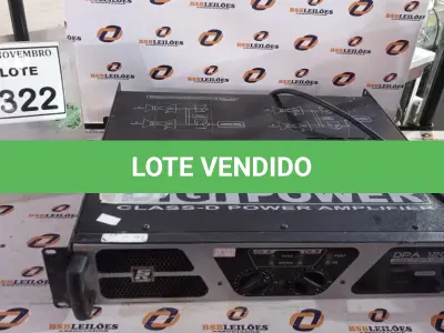 LOTE 322 - 01 AMPLIFICADOR MODELO DPA 1200 MARCA DIGIPOWER. (NO ESTADO) ATENÇÃO! FAZER A VISITAÇÃO ANTES DE ARREMATAR, NÃO SABEMOS SE FUNCIONA, LEILÃO NÃO TEM GARANTIA E NEM DEVOLUÇÃO, SUJEITO A POSSÍVEIS AVARIAS VISÍVEIS/OCULTAS E/OU AUSÊNCIA DE COMPONENTES.