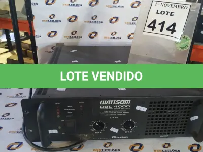 LOTE 414 - 01 AMPLIFICADOR PROFISSIONAL MODELO DBL 4000 MARCA WATTSOM. (NO ESTADO) ATENÇÃO! FAZER A VISITAÇÃO ANTES DE ARREMATAR, NÃO SABEMOS SE FUNCIONA, LEILÃO NÃO TEM GARANTIA E NEM DEVOLUÇÃO, SUJEITO A POSSÍVEIS AVARIAS VISÍVEIS/OCULTAS E/OU AUSÊNCIA DE COMPONENTES.