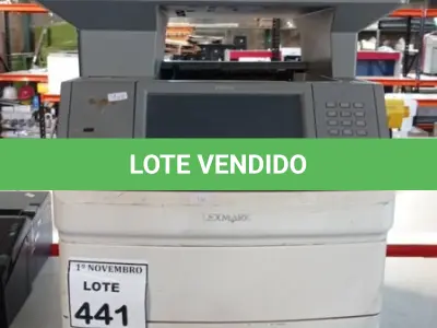 LOTE 441 - 01 IMPRESSORA MULTIFUNCIONAL MODELO X656DE MARCA LEXMARK. (NO ESTADO) ATENÇÃO! FAZER A VISITAÇÃO ANTES DE ARREMATAR, NÃO SABEMOS SE FUNCIONA, LEILÃO NÃO TEM GARANTIA E NEM DEVOLUÇÃO, SUJEITO A POSSÍVEIS AVARIAS VISÍVEIS/OCULTAS E/OU AUSÊNCIA DE COMPONENTES.