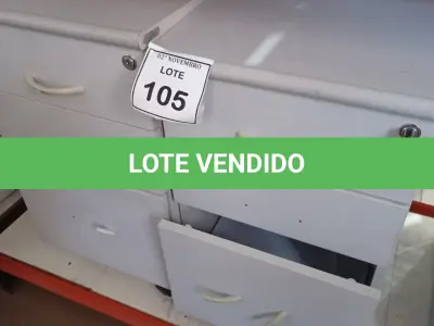 LOTE 105 - 02 GAVETEIROS COM RODINHAS COM 03 GAVETAS CADA. (NO ESTADO) ATENÇÃO! FAZER A VISITAÇÃO ANTES DE ARREMATAR, NÃO SABEMOS SE FUNCIONA, LEILÃO NÃO TEM GARANTIA E NEM DEVOLUÇÃO, SUJEITO A POSSÍVEIS AVARIAS VISÍVEIS/OCULTAS E/OU AUSÊNCIA DE COMPONENTES.