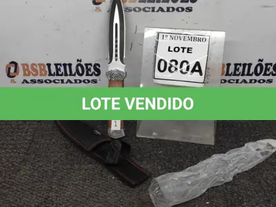 LOTE 080 - 01 PUNHAL IMPORTADA AÇO INOXIDÁVEL CABO EM MADEIRA FULL TANG BAINHA DE NYLON TAMANHO TOTAL 28CM PESO 288G. (NO ESTADO) ATENÇÃO! FAZER A VISITAÇÃO ANTES DE ARREMATAR, NÃO SABEMOS SE FUNCIONA, LEILÃO NÃO TEM GARANTIA E NEM DEVOLUÇÃO, SUJEITO A POSSÍVEIS AVARIAS VISÍVEIS/OCULTAS E/OU AUSÊNCIA DE COMPONENTES.