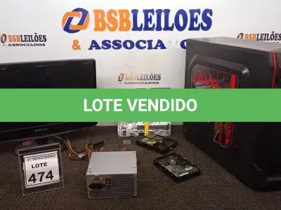 LOTE 474 - 01 CPU, 01 MONITOR, 01 PLACA MÃE, 02 HDS E 01 FONTE DE PC. (NO ESTADO) ATENÇÃO! FAZER A VISITAÇÃO ANTES DE ARREMATAR, NÃO SABEMOS SE FUNCIONA, LEILÃO NÃO TEM GARANTIA E NEM DEVOLUÇÃO, SUJEITO A POSSÍVEIS AVARIAS VISÍVEIS/OCULTAS E/OU AUSÊNCIA DE COMPONENTES.