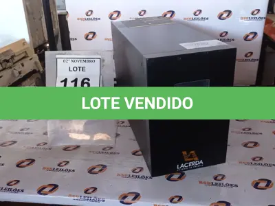 LOTE 116 - 01 NOBREAK MARCA LACERDA 2000VA. (NO ESTADO) ATENÇÃO! FAZER A VISITAÇÃO ANTES DE ARREMATAR, NÃO SABEMOS SE FUNCIONA, LEILÃO NÃO TEM GARANTIA E NEM DEVOLUÇÃO, SUJEITO A POSSÍVEIS AVARIAS VISÍVEIS/OCULTAS E/OU AUSÊNCIA DE COMPONENTES.