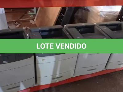 LOTE 460 - 04 IMPRESSORAS MODELO T654DN MARCA LEXMARK. (NO ESTADO) ATENÇÃO! FAZER A VISITAÇÃO ANTES DE ARREMATAR, NÃO SABEMOS SE FUNCIONA, LEILÃO NÃO TEM GARANTIA E NEM DEVOLUÇÃO, SUJEITO A POSSÍVEIS AVARIAS VISÍVEIS/OCULTAS E/OU AUSÊNCIA DE COMPONENTES.