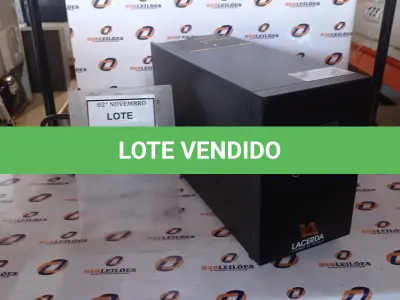 LOTE 116 - 01 NOBREAK MARCA LACERDA 2000VA. (NO ESTADO) ATENÇÃO! FAZER A VISITAÇÃO ANTES DE ARREMATAR, NÃO SABEMOS SE FUNCIONA, LEILÃO NÃO TEM GARANTIA E NEM DEVOLUÇÃO, SUJEITO A POSSÍVEIS AVARIAS VISÍVEIS/OCULTAS E/OU AUSÊNCIA DE COMPONENTES.
