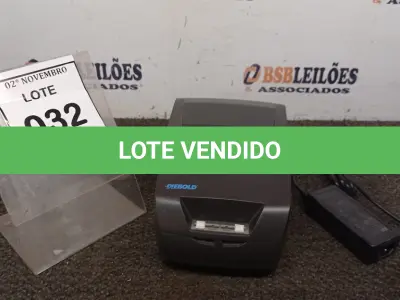 LOTE 032 - 01 IMPRESSORA DE CUPOM MARCA DIEBOLD COM FONTE. (NO ESTADO) ATENÇÃO! FAZER A VISITAÇÃO ANTES DE ARREMATAR, NÃO SABEMOS SE FUNCIONA, LEILÃO NÃO TEM GARANTIA E NEM DEVOLUÇÃO, SUJEITO A POSSÍVEIS AVARIAS VISÍVEIS/OCULTAS E/OU AUSÊNCIA DE COMPONENTES.
