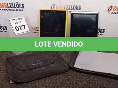 LOTE 077 - 02 TABLETS MARCA POSITIVO COM CAPA. (NO ESTADO) ATENÇÃO! FAZER A VISITAÇÃO ANTES DE ARREMATAR, NÃO SABEMOS SE FUNCIONA, LEILÃO NÃO TEM GARANTIA E NEM DEVOLUÇÃO, SUJEITO A POSSÍVEIS AVARIAS VISÍVEIS/OCULTAS E/OU AUSÊNCIA DE COMPONENTES.