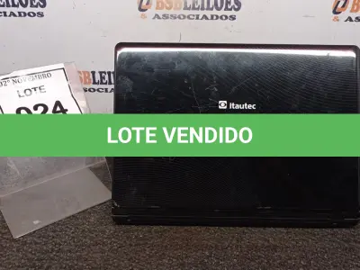 LOTE 024 - 01 NOTEBOOK MARCA ITAUTEC PARA RETIRADA DE PEÇAS. (NO ESTADO) ATENÇÃO! FAZER A VISITAÇÃO ANTES DE ARREMATAR, NÃO SABEMOS SE FUNCIONA, LEILÃO NÃO TEM GARANTIA E NEM DEVOLUÇÃO, SUJEITO A POSSÍVEIS AVARIAS VISÍVEIS/OCULTAS E/OU AUSÊNCIA DE COMPONENTES.