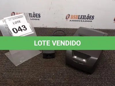 LOTE 043 - 01 IMPRESSORA DE CUPOM MARCA DIEBOLD COM FONTE. (NO ESTADO) ATENÇÃO! FAZER A VISITAÇÃO ANTES DE ARREMATAR, NÃO SABEMOS SE FUNCIONA, LEILÃO NÃO TEM GARANTIA E NEM DEVOLUÇÃO, SUJEITO A POSSÍVEIS AVARIAS VISÍVEIS/OCULTAS E/OU AUSÊNCIA DE COMPONENTES.