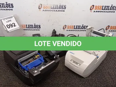 LOTE 092 - 02 IMPRESSORAS DE CUPOM MARCA DIEBOLD COM 02 FONTES. (NO ESTADO) ATENÇÃO! FAZER A VISITAÇÃO ANTES DE ARREMATAR, NÃO SABEMOS SE FUNCIONA, LEILÃO NÃO TEM GARANTIA E NEM DEVOLUÇÃO, SUJEITO A POSSÍVEIS AVARIAS VISÍVEIS/OCULTAS E/OU AUSÊNCIA DE COMPONENTES.