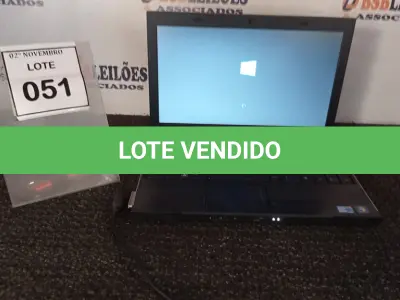 LOTE 051 - 01 NOTEBOOK CORE I3 MARCA DELL. (NO ESTADO) ATENÇÃO! FAZER A VISITAÇÃO ANTES DE ARREMATAR, NÃO SABEMOS SE FUNCIONA, LEILÃO NÃO TEM GARANTIA E NEM DEVOLUÇÃO, SUJEITO A POSSÍVEIS AVARIAS VISÍVEIS/OCULTAS E/OU AUSÊNCIA DE COMPONENTES.