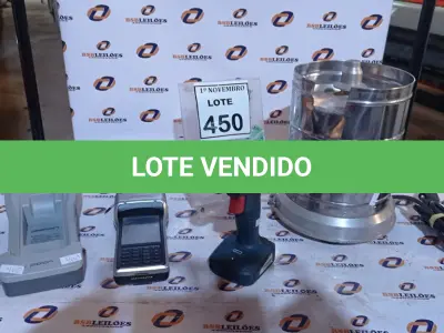 LOTE 450 - 01 MÁQUINA DE CARTÃO MARCA PIDION, 01 PARAFUSADEIRA A BATERIA MARCA BOSCH E 01 MOTOR DE ESPREMEDOR INDUSTRIAL. (NO ESTADO) ATENÇÃO! FAZER A VISITAÇÃO ANTES DE ARREMATAR, NÃO SABEMOS SE FUNCIONA, LEILÃO NÃO TEM GARANTIA E NEM DEVOLUÇÃO, SUJEITO A POSSÍVEIS AVARIAS VISÍVEIS/OCULTAS E/OU AUSÊNCIA DE COMPONENTES.