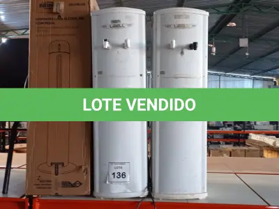LOTE 136 - 02 BEBEDOUROS PARA GARRAFÃO MARCA IBBL E 01 DISPENSE PARA ÁLCOOL EM GEL COM PEDAL. (NO ESTADO) ATENÇÃO! FAZER A VISITAÇÃO ANTES DE ARREMATAR, NÃO SABEMOS SE FUNCIONA, LEILÃO NÃO TEM GARANTIA E NEM DEVOLUÇÃO, SUJEITO A POSSÍVEIS AVARIAS VISÍVEIS/OCULTAS E/OU AUSÊNCIA DE COMPONENTES.