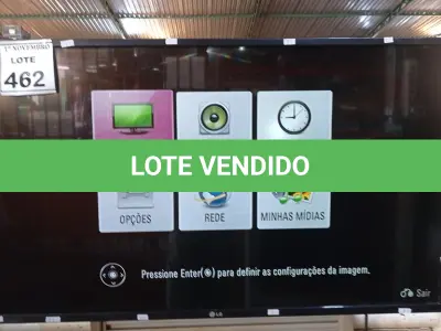 LOTE 462 - 01 TV LCD 42’’ MARCA LG. (NO ESTADO) ATENÇÃO! FAZER A VISITAÇÃO ANTES DE ARREMATAR, NÃO SABEMOS SE FUNCIONA, LEILÃO NÃO TEM GARANTIA E NEM DEVOLUÇÃO, SUJEITO A POSSÍVEIS AVARIAS VISÍVEIS/OCULTAS E/OU AUSÊNCIA DE COMPONENTES.