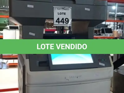 LOTE 449 - 01 IMPRESSORA MULTIFUNCIONAL MODELO X656DE MARCA LEXMARK. (NO ESTADO) ATENÇÃO! FAZER A VISITAÇÃO ANTES DE ARREMATAR, NÃO SABEMOS SE FUNCIONA, LEILÃO NÃO TEM GARANTIA E NEM DEVOLUÇÃO, SUJEITO A POSSÍVEIS AVARIAS VISÍVEIS/OCULTAS E/OU AUSÊNCIA DE COMPONENTES.