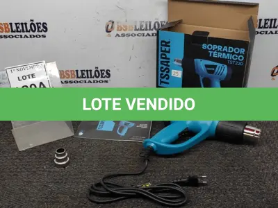LOTE 120 - 01 SOPRADOR TÉRMICO 220V 2000W DUAS VELOCIDADES (NOVO) (NO ESTADO) ATENÇÃO! FAZER A VISITAÇÃO ANTES DE ARREMATAR, NÃO SABEMOS SE FUNCIONA, LEILÃO NÃO TEM GARANTIA E NEM DEVOLUÇÃO, SUJEITO A POSSÍVEIS AVARIAS VISÍVEIS/OCULTAS E/OU AUSÊNCIA DE COMPONENTES.