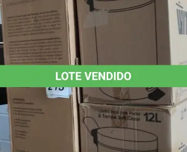 LOTE 213 - 02 LIXEIRAS INOX SEM TAMPA E 01 DISPENSE DE ÁLCOOL EM GEL COM PEDAL. (NO ESTADO) ATENÇÃO! FAZER A VISITAÇÃO ANTES DE ARREMATAR, NÃO SABEMOS SE FUNCIONA, LEILÃO NÃO TEM GARANTIA E NEM DEVOLUÇÃO, SUJEITO A POSSÍVEIS AVARIAS VISÍVEIS/OCULTAS E/OU AUSÊNCIA DE COMPONENTES.