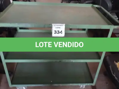 LOTE 334 - 01 CARRINHO DE FERRO PARA OFICINAS COM 03 COMPARTIMENTOS. (NO ESTADO) ATENÇÃO! FAZER A VISITAÇÃO ANTES DE ARREMATAR, NÃO SABEMOS SE FUNCIONA, LEILÃO NÃO TEM GARANTIA E NEM DEVOLUÇÃO, SUJEITO A POSSÍVEIS AVARIAS VISÍVEIS/OCULTAS E/OU AUSÊNCIA DE COMPONENTES.