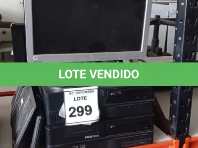 LOTE 299 - 03 CPUS MARCA POSITIVO, 02 MONITORES E 02 TECLADOS DE MARCAS E MODELOS DIVERSOS. (NO ESTADO) ATENÇÃO! FAZER A VISITAÇÃO ANTES DE ARREMATAR, NÃO SABEMOS SE FUNCIONA, LEILÃO NÃO TEM GARANTIA E NEM DEVOLUÇÃO, SUJEITO A POSSÍVEIS AVARIAS VISÍVEIS/OCULTAS E/OU AUSÊNCIA DE COMPONENTES.