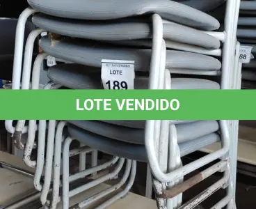 LOTE 189 - 07 CADEIRAS COM PÉS FIXOS. (NO ESTADO) ATENÇÃO! FAZER A VISITAÇÃO ANTES DE ARREMATAR, NÃO SABEMOS SE FUNCIONA, LEILÃO NÃO TEM GARANTIA E NEM DEVOLUÇÃO, SUJEITO A POSSÍVEIS AVARIAS VISÍVEIS/OCULTAS E/OU AUSÊNCIA DE COMPONENTES.