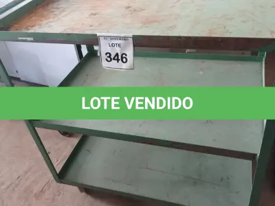 LOTE 346 - 01 CARRINHO DE FERRO PARA OFICINAS COM 03 COMPARTIMENTOS. (NO ESTADO) ATENÇÃO! FAZER A VISITAÇÃO ANTES DE ARREMATAR, NÃO SABEMOS SE FUNCIONA, LEILÃO NÃO TEM GARANTIA E NEM DEVOLUÇÃO, SUJEITO A POSSÍVEIS AVARIAS VISÍVEIS/OCULTAS E/OU AUSÊNCIA DE COMPONENTES.