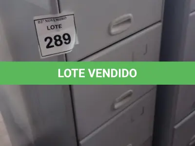 LOTE 289 - 01 ARQUIVO DE AÇO COM 04 GAVETAS. (NO ESTADO) ATENÇÃO! FAZER A VISITAÇÃO ANTES DE ARREMATAR, NÃO SABEMOS SE FUNCIONA, LEILÃO NÃO TEM GARANTIA E NEM DEVOLUÇÃO, SUJEITO A POSSÍVEIS AVARIAS VISÍVEIS/OCULTAS E/OU AUSÊNCIA DE COMPONENTES.