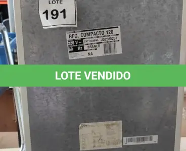 LOTE 191 - 01 FRIGOBAR 220V MARCA CONSUL. (NO ESTADO) ATENÇÃO! FAZER A VISITAÇÃO ANTES DE ARREMATAR, NÃO SABEMOS SE FUNCIONA, LEILÃO NÃO TEM GARANTIA E NEM DEVOLUÇÃO, SUJEITO A POSSÍVEIS AVARIAS VISÍVEIS/OCULTAS E/OU AUSÊNCIA DE COMPONENTES.