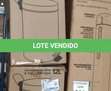 LOTE 209 - 02 LIXEIRAS INOX SEM TAMPA E 01 DISPENSE DE ÁLCOOL EM GEL COM PEDAL. (NO ESTADO) ATENÇÃO! FAZER A VISITAÇÃO ANTES DE ARREMATAR, NÃO SABEMOS SE FUNCIONA, LEILÃO NÃO TEM GARANTIA E NEM DEVOLUÇÃO, SUJEITO A POSSÍVEIS AVARIAS VISÍVEIS/OCULTAS E/OU AUSÊNCIA DE COMPONENTES.