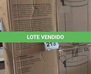 LOTE 213 - 02 LIXEIRAS INOX SEM TAMPA E 01 DISPENSE DE ÁLCOOL EM GEL COM PEDAL. (NO ESTADO) ATENÇÃO! FAZER A VISITAÇÃO ANTES DE ARREMATAR, NÃO SABEMOS SE FUNCIONA, LEILÃO NÃO TEM GARANTIA E NEM DEVOLUÇÃO, SUJEITO A POSSÍVEIS AVARIAS VISÍVEIS/OCULTAS E/OU AUSÊNCIA DE COMPONENTES.