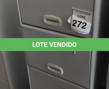 LOTE 272 - 01 ARQUIVO DE AÇO COM 04 GAVETAS. (NO ESTADO) ATENÇÃO! FAZER A VISITAÇÃO ANTES DE ARREMATAR, NÃO SABEMOS SE FUNCIONA, LEILÃO NÃO TEM GARANTIA E NEM DEVOLUÇÃO, SUJEITO A POSSÍVEIS AVARIAS VISÍVEIS/OCULTAS E/OU AUSÊNCIA DE COMPONENTES.