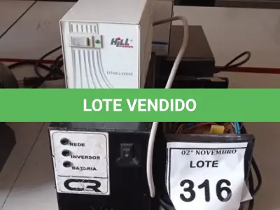LOTE 316 - 06 ESTABILIZADORES E 01 TRANSFORMADOR. (NO ESTADO) ATENÇÃO! FAZER A VISITAÇÃO ANTES DE ARREMATAR, NÃO SABEMOS SE FUNCIONA, LEILÃO NÃO TEM GARANTIA E NEM DEVOLUÇÃO, SUJEITO A POSSÍVEIS AVARIAS VISÍVEIS/OCULTAS E/OU AUSÊNCIA DE COMPONENTES.