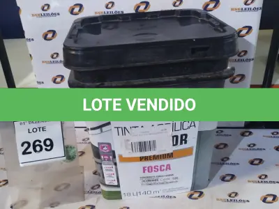 LOTE 269 - 01 BALDE DE TINTA ACRÍLICA EXTERIOR PREMIUM DE 18L MONUMENTO FOSCO. (NO ESTADO) ATENÇÃO! FAZER A VISITAÇÃO ANTES DE ARREMATAR, NÃO SABEMOS SE FUNCIONA, LEILÃO NÃO TEM GARANTIA E NEM DEVOLUÇÃO, SUJEITO A POSSÍVEIS AVARIAS VISÍVEIS/OCULTAS E/OU AUSÊNCIA DE COMPONENTES.