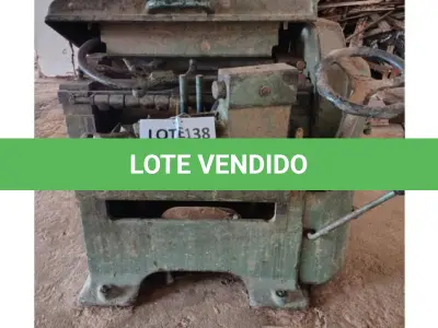 LOTE 138 - 01 PLAINA MECÂNICA – DESSENGROSSADEIRA. (NO ESTADO DE CONSERVAÇÃO QUE SE ENCONTRA)