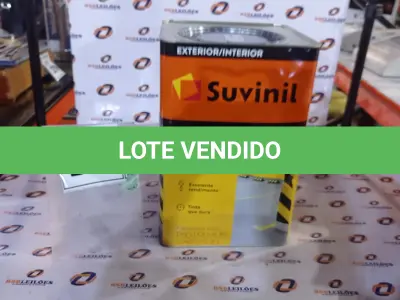 LOTE 292 - 01 TINTA DE PISOS EXTERIOR NA COR FOSCO CINZA ESCURO MARCA SUVINIL. (NO ESTADO) ATENÇÃO! FAZER A VISITAÇÃO ANTES DE ARREMATAR, NÃO SABEMOS SE FUNCIONA, LEILÃO NÃO TEM GARANTIA E NEM DEVOLUÇÃO, SUJEITO A POSSÍVEIS AVARIAS VISÍVEIS/OCULTAS E/OU AUSÊNCIA DE COMPONENTES.