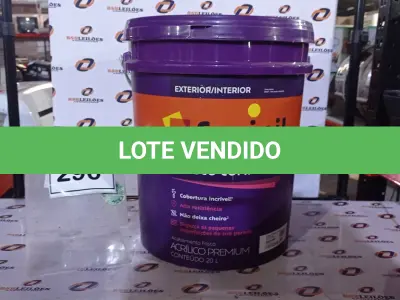 LOTE 296 - 01 BALDE DE TINTA ACRÍLICO PREMIUM CONTENDO 20L NA COR FOSCO BRANCO NEVE MARCA SUVINIL. (NO ESTADO) ATENÇÃO! FAZER A VISITAÇÃO ANTES DE ARREMATAR, NÃO SABEMOS SE FUNCIONA, LEILÃO NÃO TEM GARANTIA E NEM DEVOLUÇÃO, SUJEITO A POSSÍVEIS AVARIAS VISÍVEIS/OCULTAS E/OU AUSÊNCIA DE COMPONENTES.