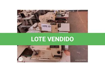 LOTE 077 - 03 MÁQUINAS DE COSTURA INDUSTRIAL, SENDO 01 DE  COSTURA COMPLETA  (TRAVETADEIRA), MESA,  MOTOR 380-3F, JUKI-LK-185OU 16804-1821-Q E 02 COMPLETA, MESA, MOTOR TRIF. MARCA SUNSTAR-KM123A. ( NO ESTADO DE CONSERVAÇÃO QUE SE ENCONTRAM);