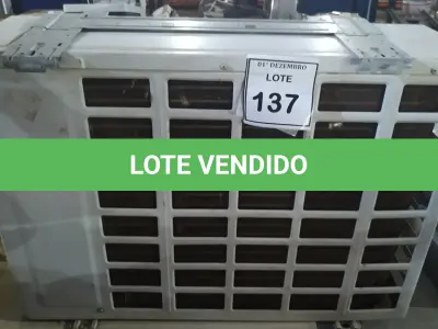 LOTE 137 - 01 EVAPORADORA MARCA LG DE 9000 BTU/H E 01 CONDENSADORA MARCA LG DE 9000 BTU/H. (NO ESTADO) ATENÇÃO! FAZER A VISITAÇÃO ANTES DE ARREMATAR, NÃO SABEMOS SE FUNCIONA, LEILÃO NÃO TEM GARANTIA E NEM DEVOLUÇÃO, SUJEITO A POSSÍVEIS AVARIAS VISÍVEIS/OCULTAS E/OU AUSÊNCIA DE COMPONENTES.