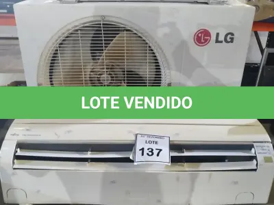 LOTE 137 - 01 EVAPORADORA MARCA LG DE 9000 BTU/H E 01 CONDENSADORA MARCA LG DE 9000 BTU/H. (NO ESTADO) ATENÇÃO! FAZER A VISITAÇÃO ANTES DE ARREMATAR, NÃO SABEMOS SE FUNCIONA, LEILÃO NÃO TEM GARANTIA E NEM DEVOLUÇÃO, SUJEITO A POSSÍVEIS AVARIAS VISÍVEIS/OCULTAS E/OU AUSÊNCIA DE COMPONENTES.
