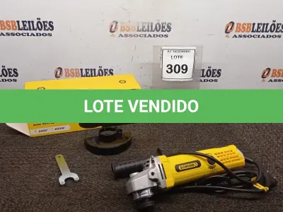 LOTE 309 - 01 ESMERILHADEIRA ANGULAR 220V. (NO ESTADO) ATENÇÃO! FAZER A VISITAÇÃO ANTES DE ARREMATAR, NÃO SABEMOS SE FUNCIONA, LEILÃO NÃO TEM GARANTIA E NEM DEVOLUÇÃO, SUJEITO A POSSÍVEIS AVARIAS VISÍVEIS/OCULTAS E/OU AUSÊNCIA DE COMPONENTES.