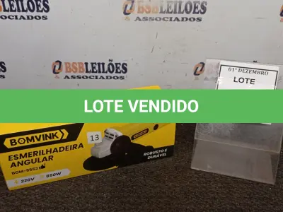 LOTE 309 - 01 ESMERILHADEIRA ANGULAR 220V. (NO ESTADO) ATENÇÃO! FAZER A VISITAÇÃO ANTES DE ARREMATAR, NÃO SABEMOS SE FUNCIONA, LEILÃO NÃO TEM GARANTIA E NEM DEVOLUÇÃO, SUJEITO A POSSÍVEIS AVARIAS VISÍVEIS/OCULTAS E/OU AUSÊNCIA DE COMPONENTES.