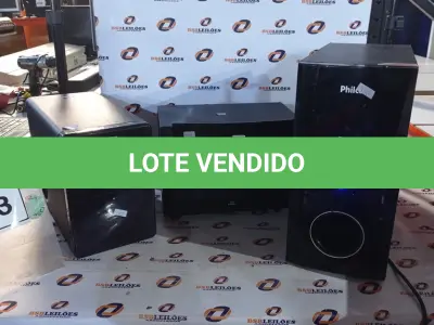 LOTE 273 - 01 APARELHO DE SOM MARCA PHILIPS, 02 CAIXAS DE SOM MULTIMÍDIA E 01 APARELHO HOME THEATER MARCA PHILCO. (NO ESTADO) ATENÇÃO! FAZER A VISITAÇÃO ANTES DE ARREMATAR, NÃO SABEMOS SE FUNCIONA, LEILÃO NÃO TEM GARANTIA E NEM DEVOLUÇÃO, SUJEITO A POSSÍVEIS AVARIAS VISÍVEIS/OCULTAS E/OU AUSÊNCIA DE COMPONENTES.