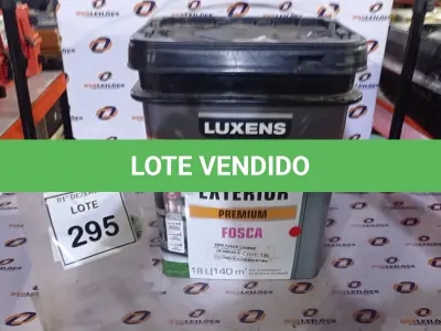 LOTE 295 - 01 BALDE DE TINTA ACRÍLICA EXTERIOR PREMIUM DE 18L SÁRI FOSCO MARCA LUXENS. (NO ESTADO) ATENÇÃO! FAZER A VISITAÇÃO ANTES DE ARREMATAR, NÃO SABEMOS SE FUNCIONA, LEILÃO NÃO TEM GARANTIA E NEM DEVOLUÇÃO, SUJEITO A POSSÍVEIS AVARIAS VISÍVEIS/OCULTAS E/OU AUSÊNCIA DE COMPONENTES.