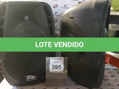 LOTE 395 - 02 CAIXAS DE SOM MARCA PZ PRO ÁUDIO. (NO ESTADO) ATENÇÃO! FAZER A VISITAÇÃO ANTES DE ARREMATAR, NÃO SABEMOS SE FUNCIONA. LEILÃO NÃO TEM GARANTIA E NEM DEVOLUÇÃO, SUJEITO A POSSÍVEIS AVARIAS VISÍVEIS/OCULTAS E/OU AUSÊNCIA DE COMPONENTES