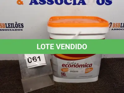 LOTE 061 - 01 LATA DE TINTA ECONÔMICA DE 16L NA COR BRANCO NEVE MARCA RENOCRIL. (NO ESTADO) ATENÇÃO! FAZER A VISITAÇÃO ANTES DE ARREMATAR, NÃO SABEMOS SE FUNCIONA, LEILÃO NÃO TEM GARANTIA E NEM DEVOLUÇÃO, SUJEITO A POSSÍVEIS AVARIAS VISÍVEIS/OCULTAS E/OU AUSÊNCIA DE COMPONENTES.