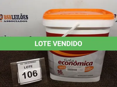 LOTE 106 - 01 LATA DE TINTA ECONÔMICA DE 16L NA COR BRANCO NEVE MARCA RENOCRIL. (NO ESTADO) ATENÇÃO! FAZER A VISITAÇÃO ANTES DE ARREMATAR, NÃO SABEMOS SE FUNCIONA, LEILÃO NÃO TEM GARANTIA E NEM DEVOLUÇÃO, SUJEITO A POSSÍVEIS AVARIAS VISÍVEIS/OCULTAS E/OU AUSÊNCIA DE COMPONENTES.